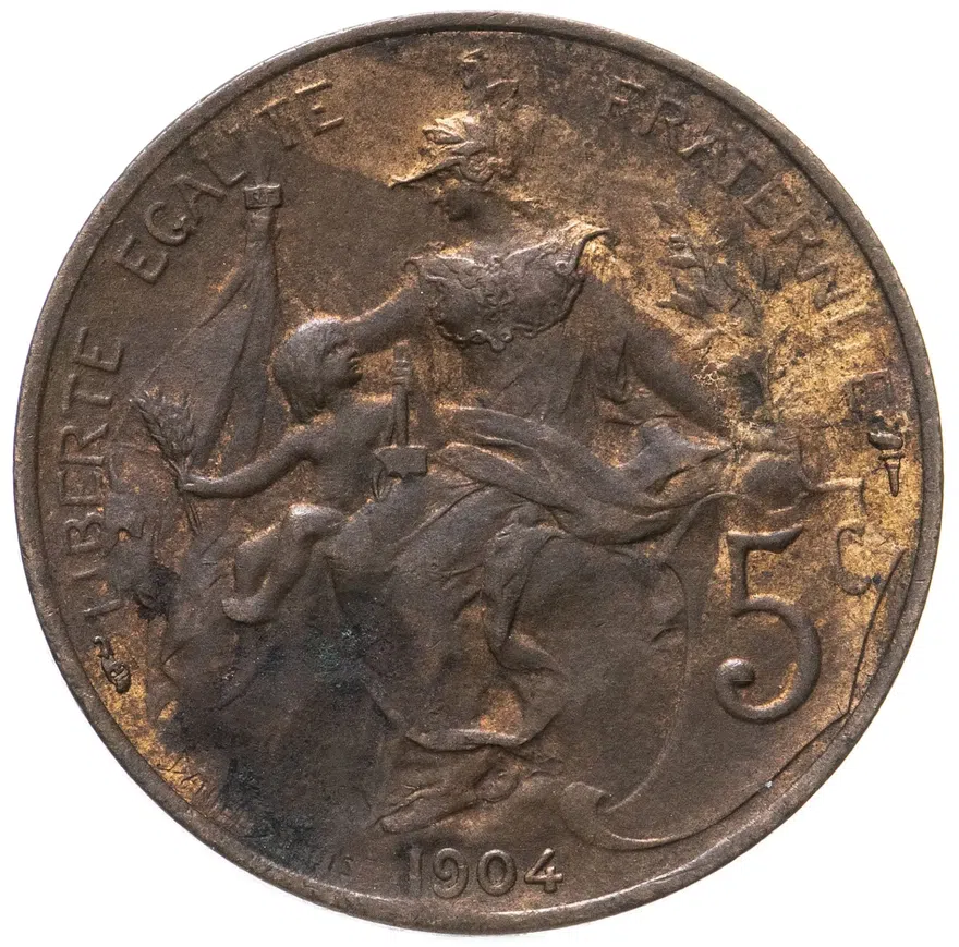 Франция 5 сантимов (centimes) 1904, реверс