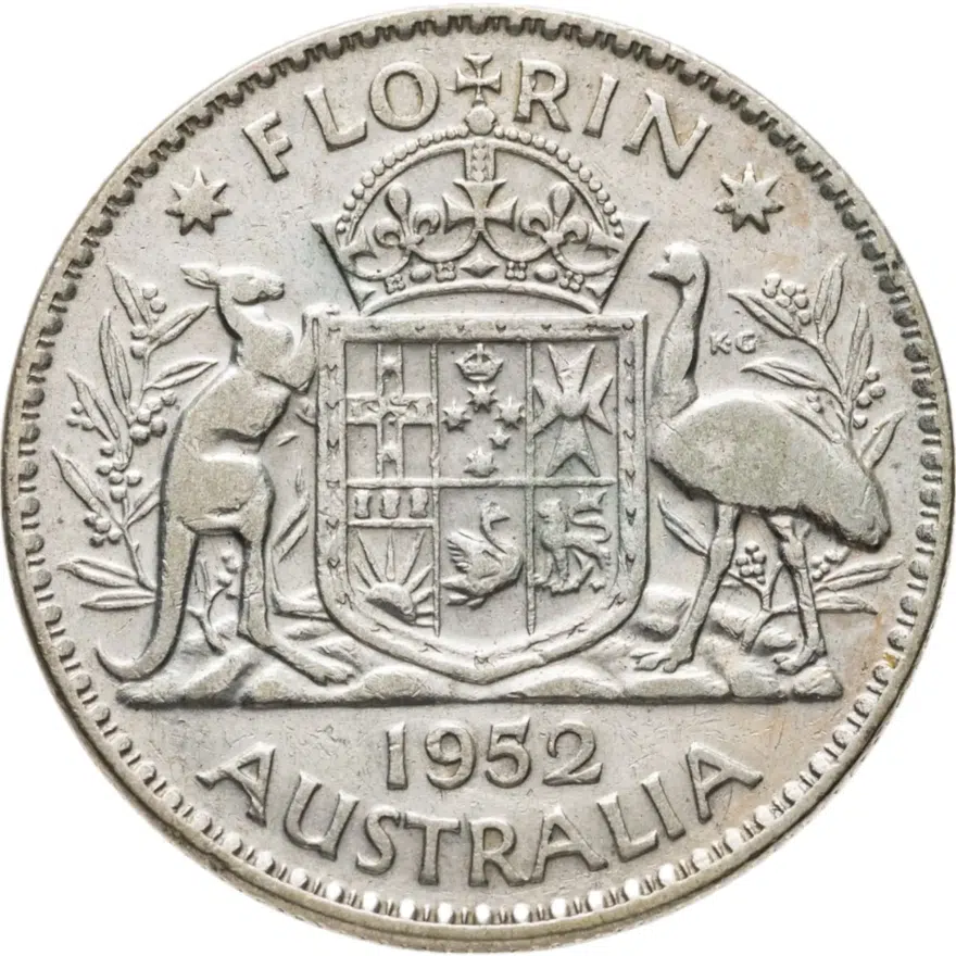Австралия 1 флорин (2 шиллинга, shillings) 1952, аверс