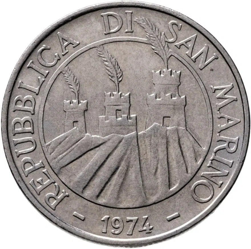 Сан-Марино 100 лир (lire) 1974, реверс