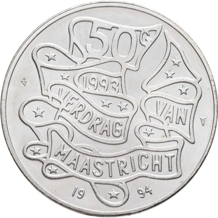 Нидерланды 50 гульденов (gulden) 1994  Маастрихтский договор, реверс