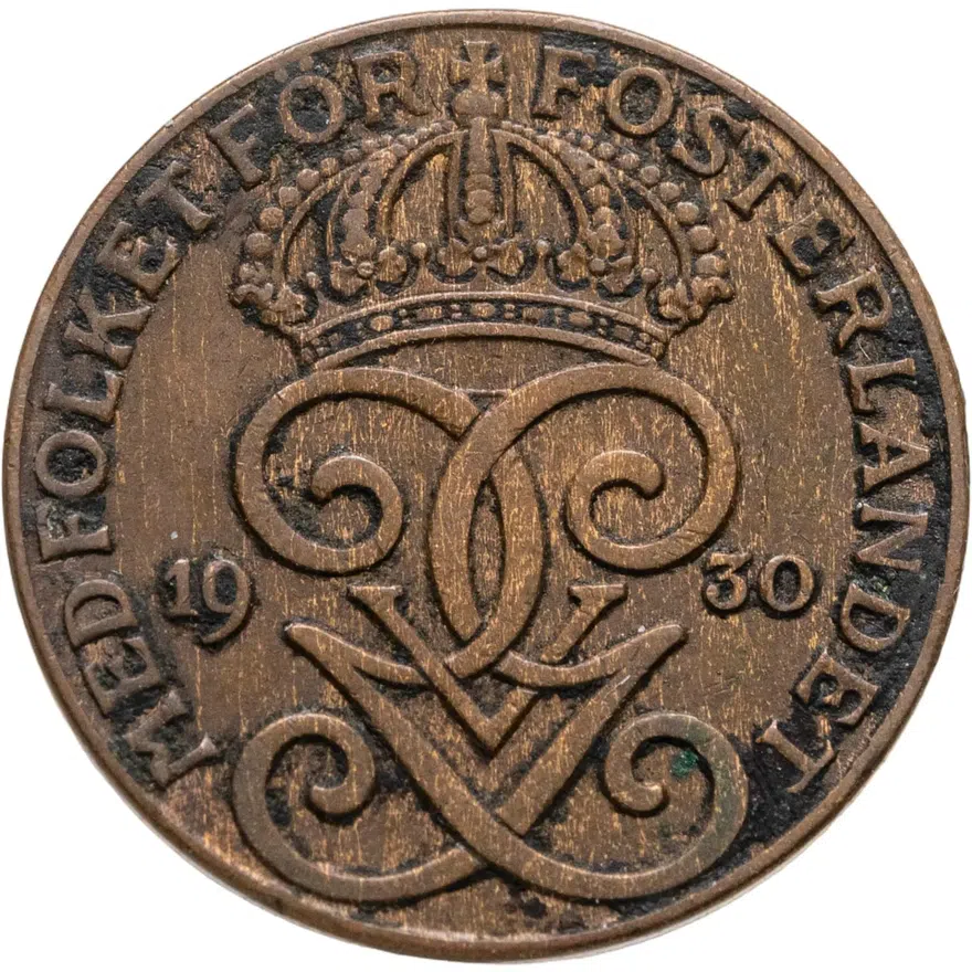 Швеция 2 эре (ore) 1930, реверс