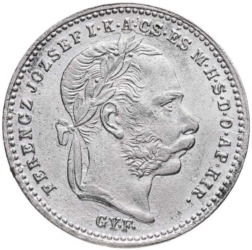 Венгрия 20 крейцеров (krajczar) 1870 GYF знак монетного двора "GYF" - Карлсбург