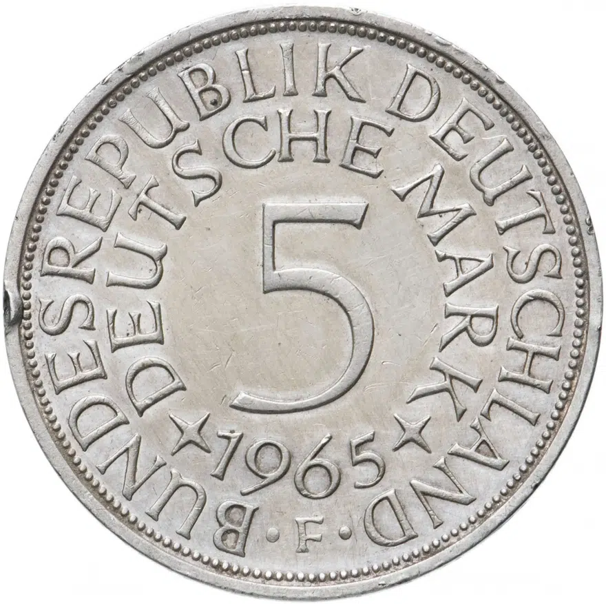 Германия 5 марок 1965 "F"