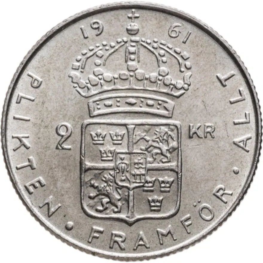 Швеция 2 кроны (kronor) 1961, аверс