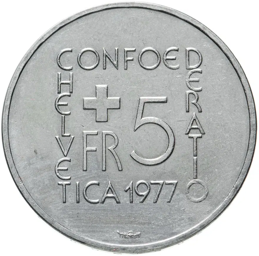 Швейцария 5 франков 1977 "150 лет со дня смерти Иоганна Генриха Песталоцци"