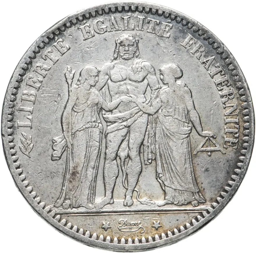 Франция 5 франков (francs) 1873 K Геркулес знак монетного двора: "K" - Бордо, реверс