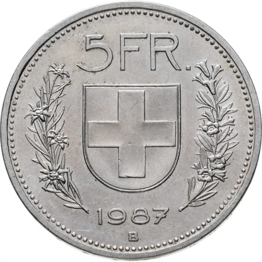 Швейцария 5 франков 1987, аверс