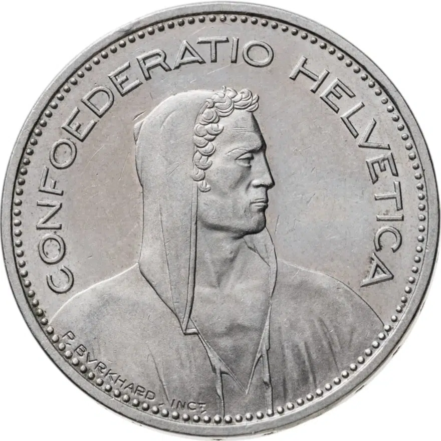 Швейцария 5 франков 1987, реверс
