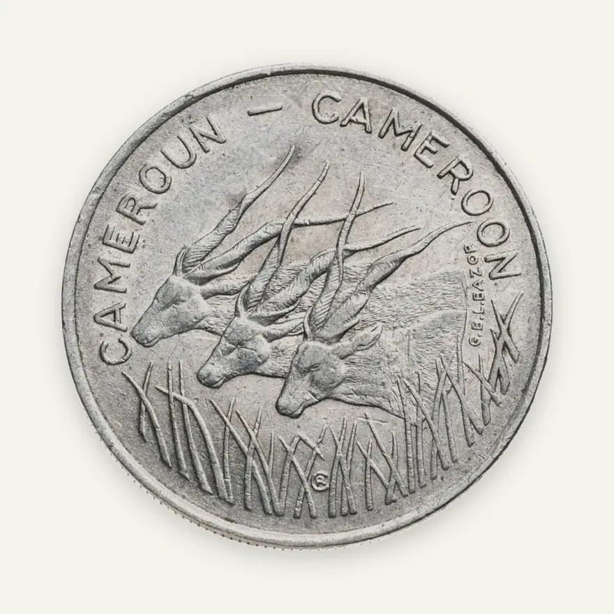 Камерун 100 франков (francs) 1975, реверс