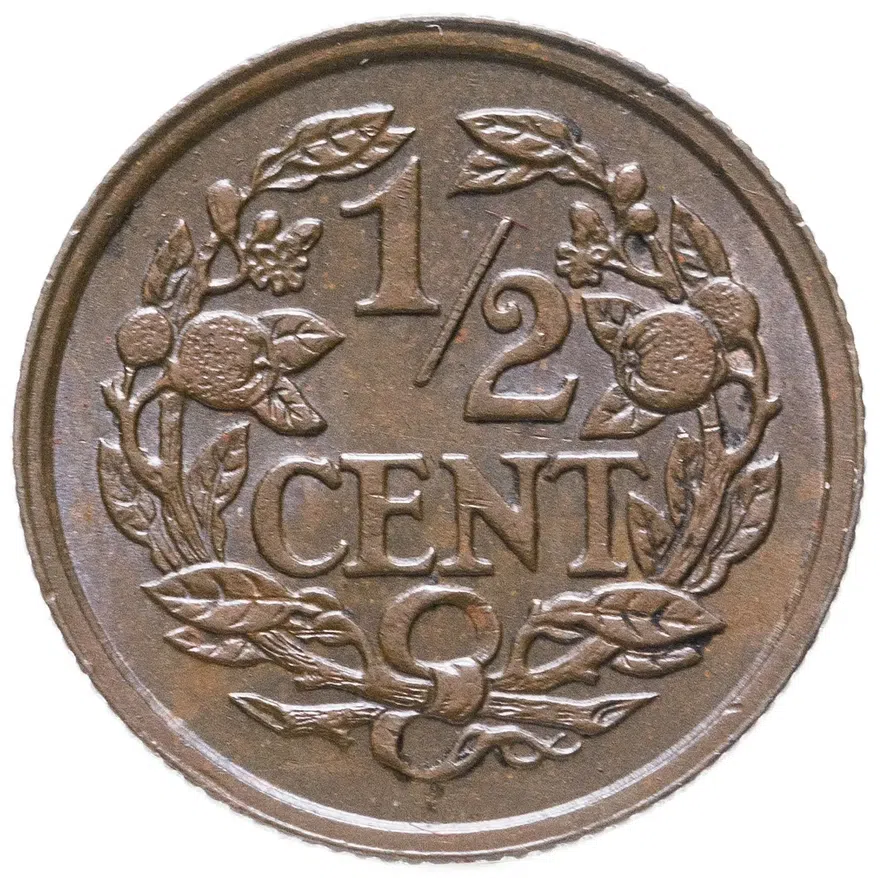 Нидерланды 1/2 цента (cent) 1937, реверс