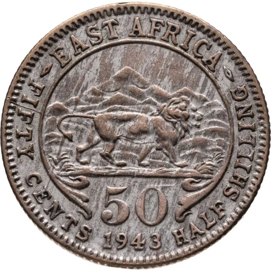 Британская Восточная Африка 50 центов (cents) 1943, аверс