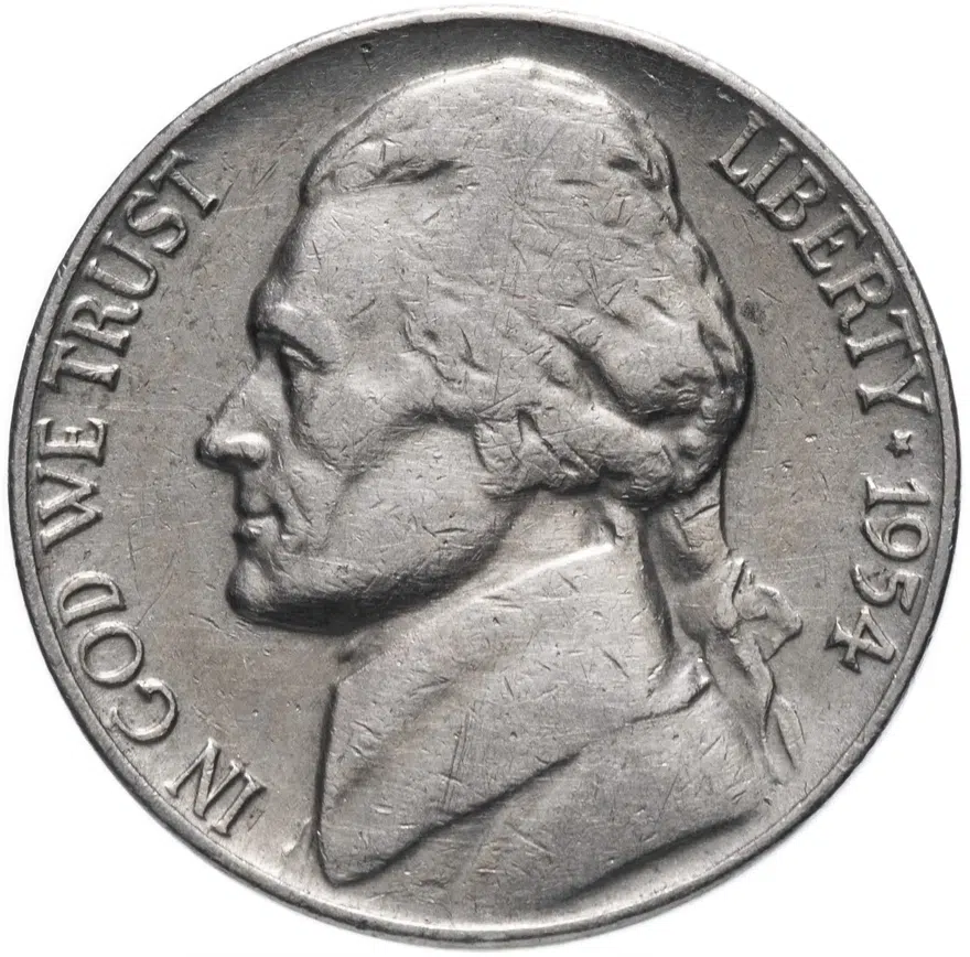 США 5 центов (cents) 1954 "Jefferson Nickel" D, реверс
