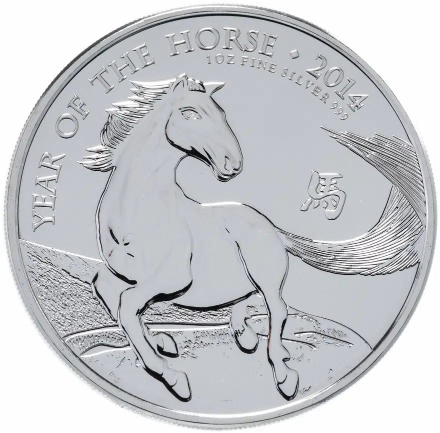 Великобритания 2 фунта (pounds) 2014 "Китайский гороскоп - год лошади", аверс