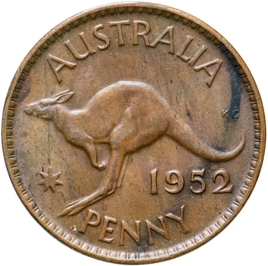 Австралия 1 пенни (penny) 1952, аверс