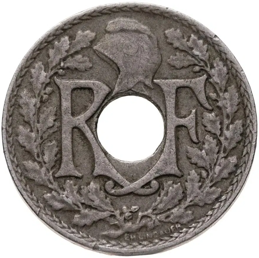 Франция 10 сантимов (centimes) 1922 Рог изобилия  знак монетного двора: "Рог изобилия": - Париж, аверс