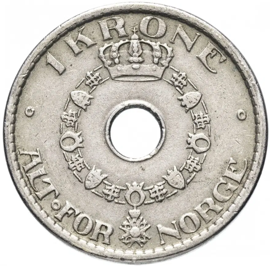 Норвегия 1 крона (crown) 1937, реверс