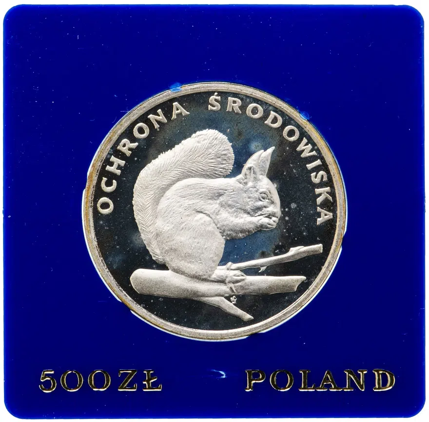 Польша 500 злотых (zlotych) 1985 "Охрана окружающей среды - Белка", реверс