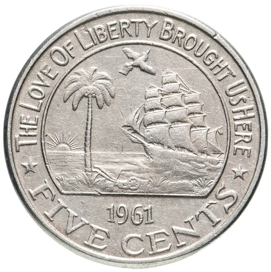 Либерия 5 центов 1961, реверс