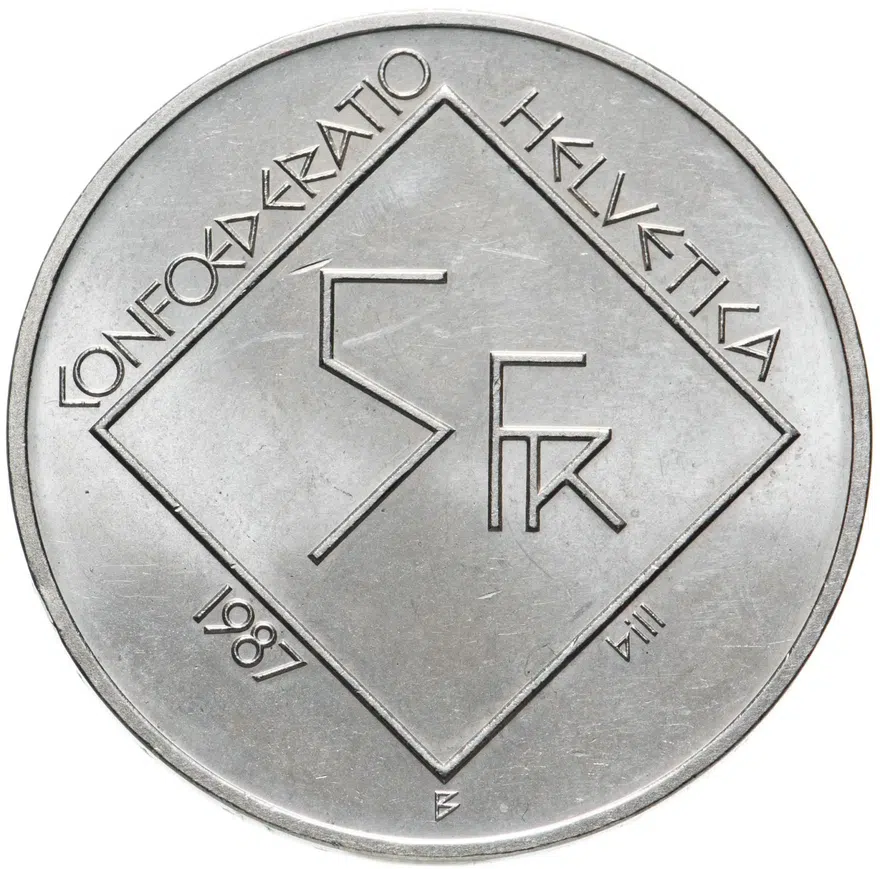 Швейцария 5 франков (francs) 1987 "100 лет со дня рождения Ле Корбюзье", реверс