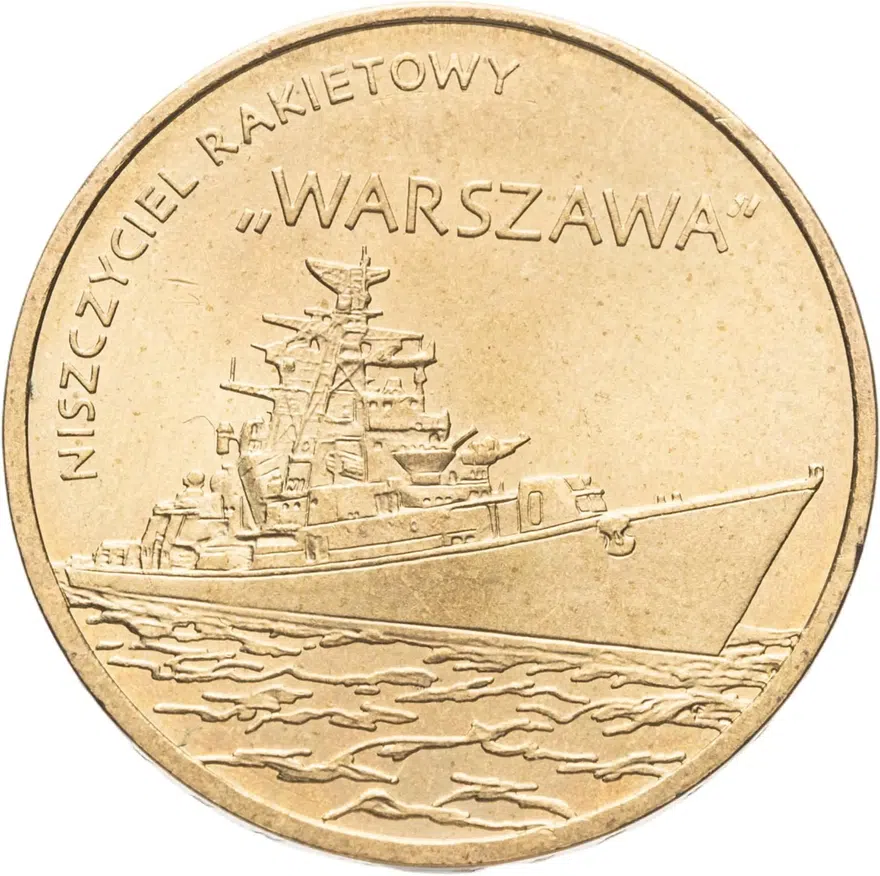 Польша 2 злотых (zlote) 2013  Польские суда - Ракетный эсминец "Варшава", аверс