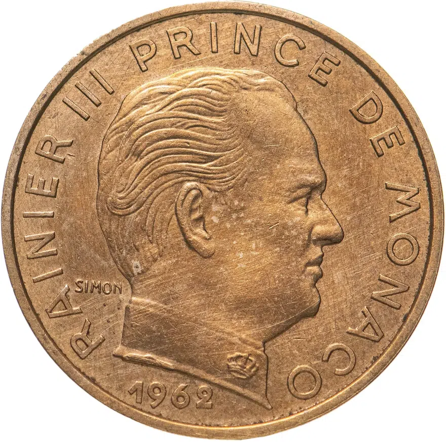 Монако  20  сантимов 1962, реверс