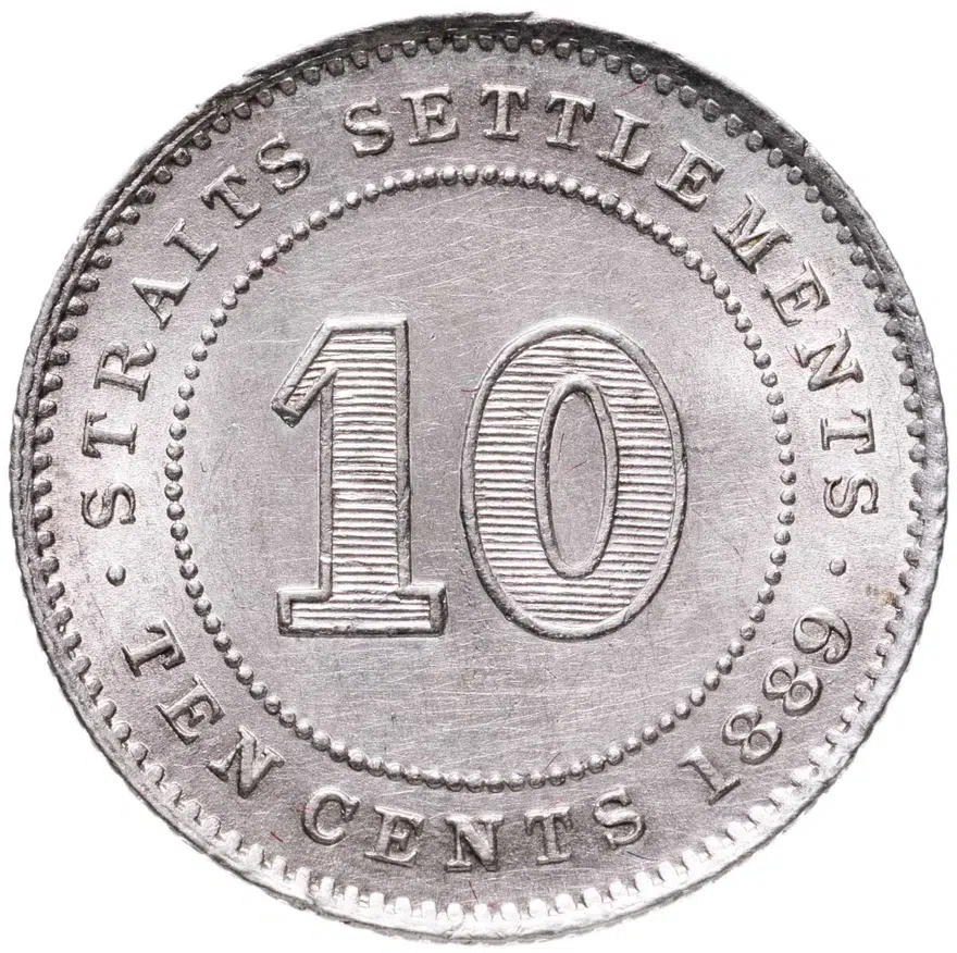 Стрейтс-Сетлментс 10 центов (cents) 1889, реверс