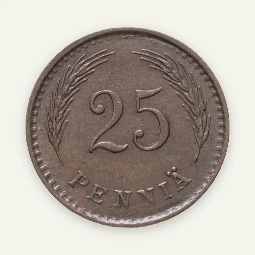 Финляндия 25 пенни (pennia) 1942, реверс