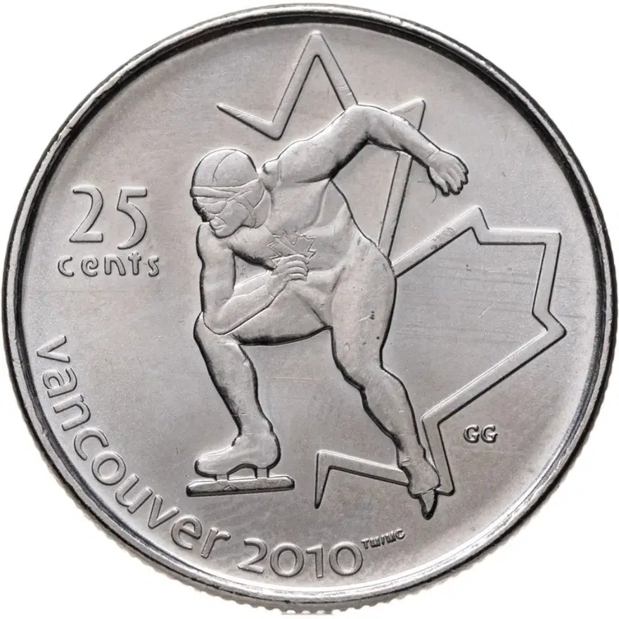Канада 25 центов (квотер, cents) 2009  XXI зимние Олимпийские Игры, Ванкувер 2010 - Конькобежный спорт, реверс