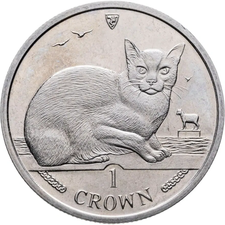 Остров Мэн 1 крона (crown) 1996 "Кошки - Бирманская кошка", аверс