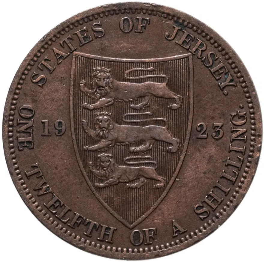 Джерси 1/12 шиллинга (shilling) 1923  Варяжский щит, реверс