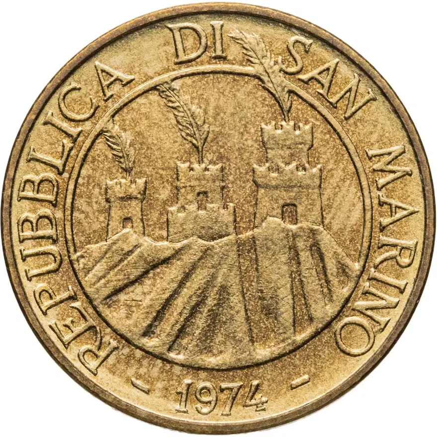 Сан-Марино 20 лир (lire) 1974, реверс