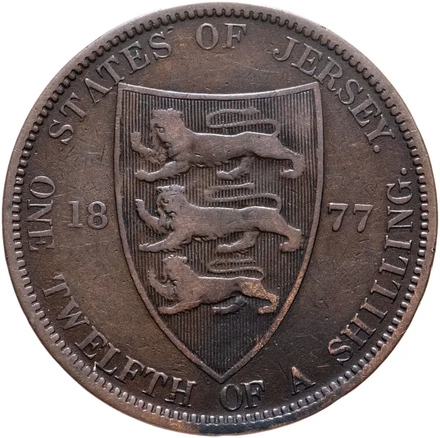 Джерси 1/12 шиллинга (shilling) 1877, аверс