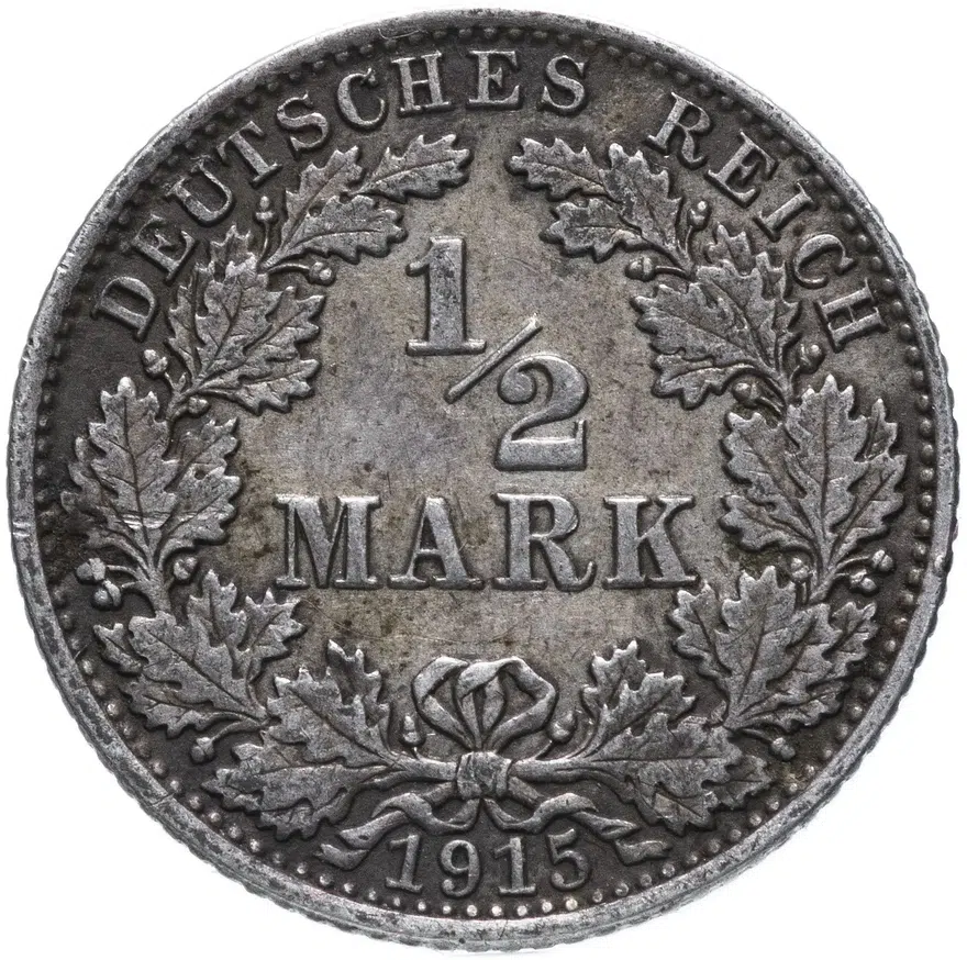 Германия 1/2 марки 1915 "J", аверс