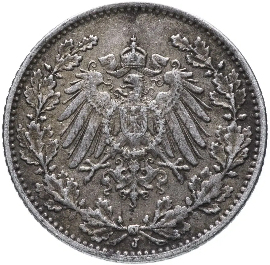 Германия 1/2 марки 1915 "J", реверс