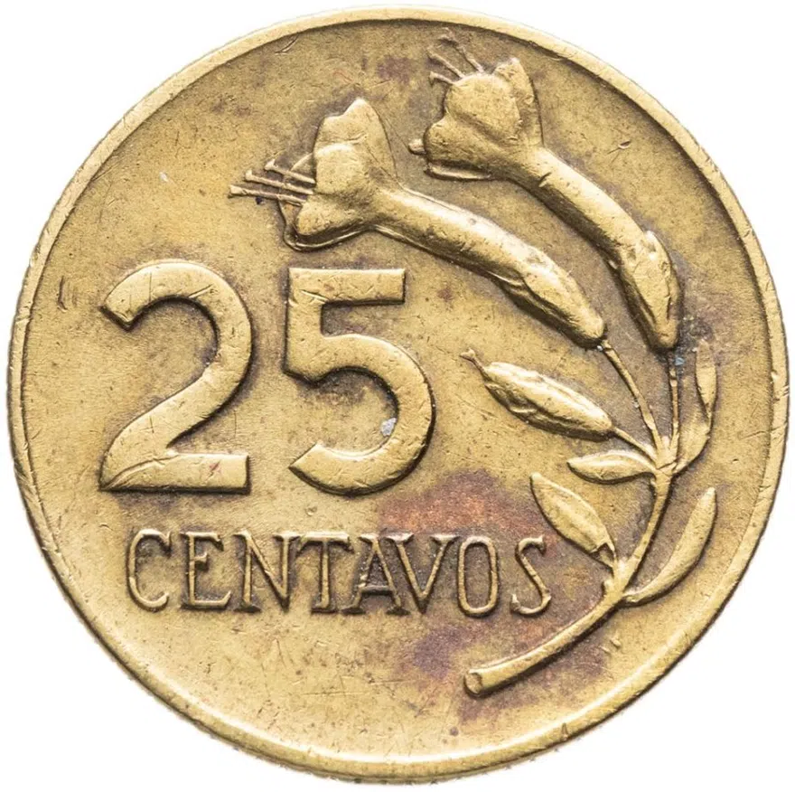 Перу 25 сентаво (centavos) 1967, аверс