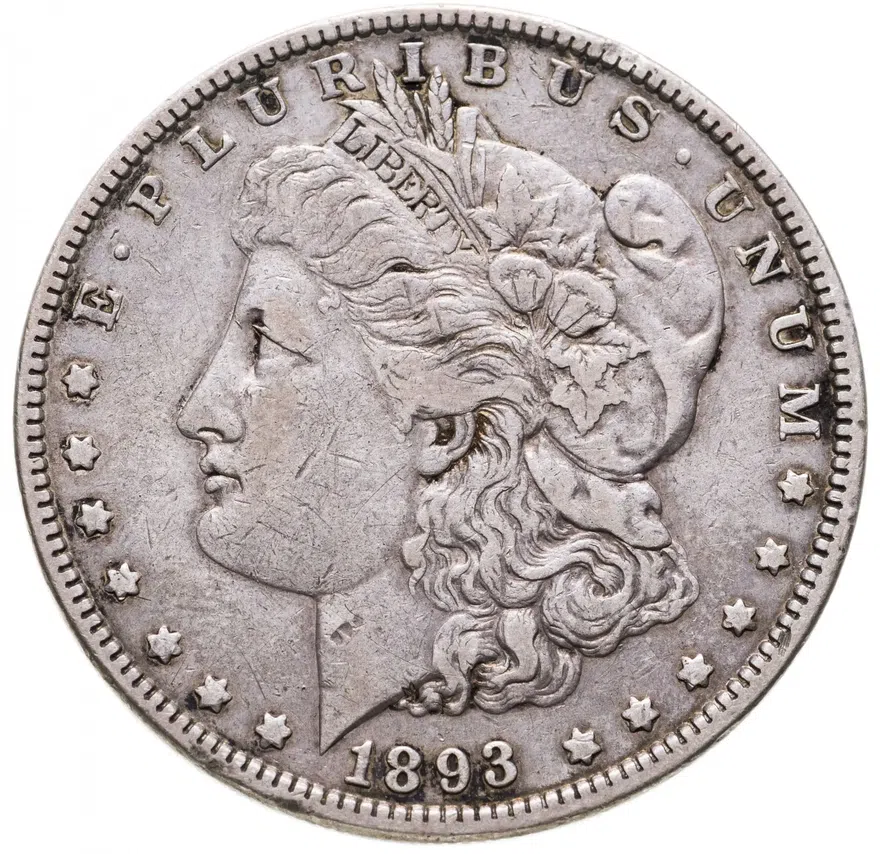 США 1 доллар (dollar) 1893  Доллар Моргана Без отметки монетного двора