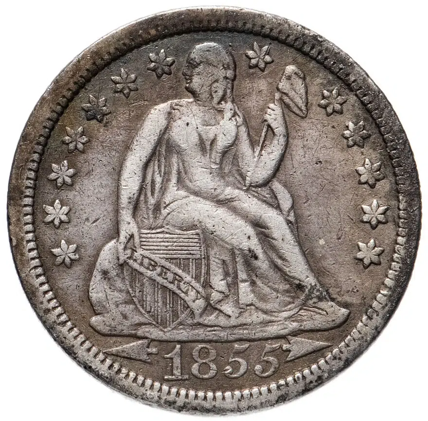США 10 центов (дайм, one dime) 1855 "Seated Liberty Dime", реверс