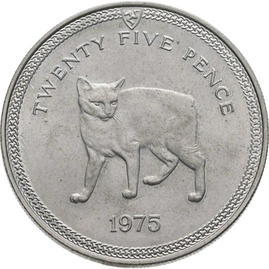 Остров Мэн 25 пенсов (pence) 1975   "Мэнкс (мэнская бесхвостая кошка)"