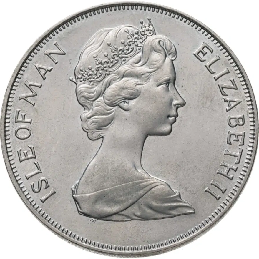 Остров Мэн 25 пенсов (pence) 1975   "Мэнкс (мэнская бесхвостая кошка)", реверс