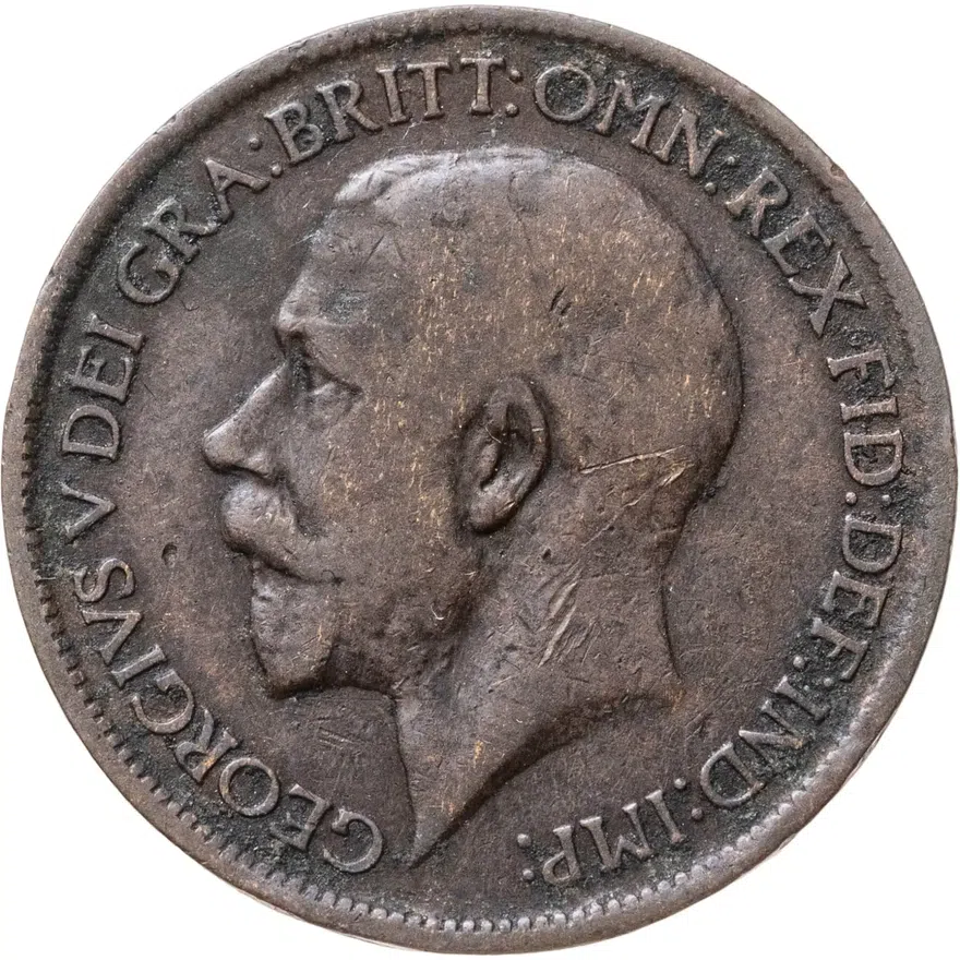 Великобритания 1/2 пенни (penny) 1918, аверс