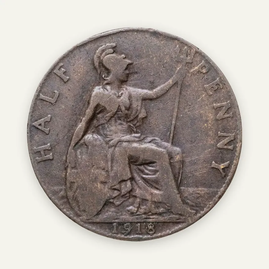 Великобритания 1/2 пенни (penny) 1918, реверс
