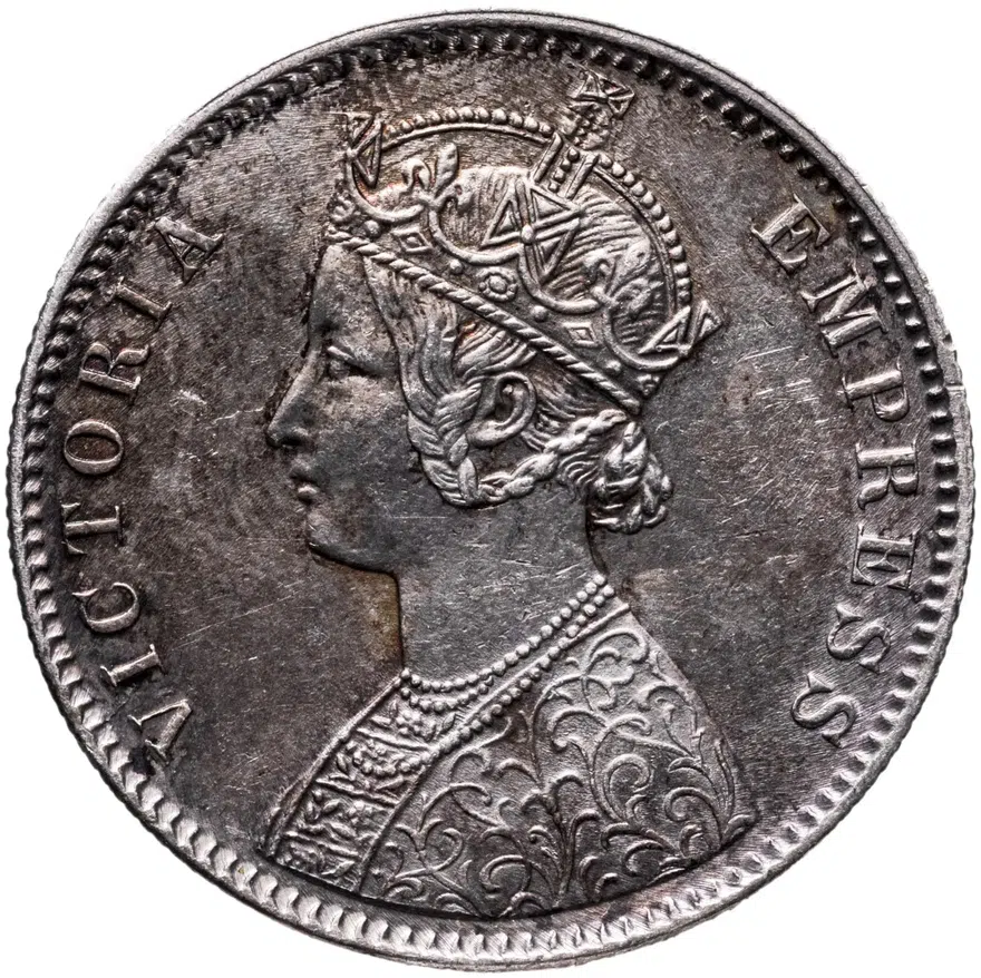 Британская Индия, 1 рупия 1887 г. знак монетного двора: "C" - Калькутта, реверс