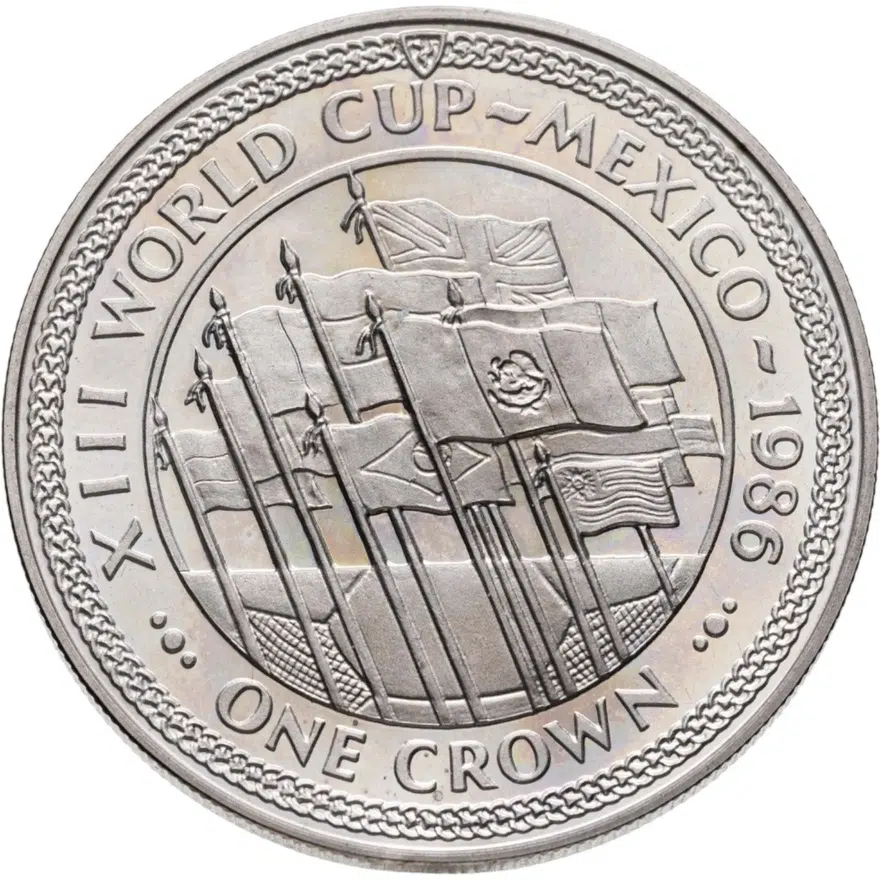 Остров Мэн 1 крона (crown) 1986  чемпионат мира по футболу 1986, Мексика - флаги