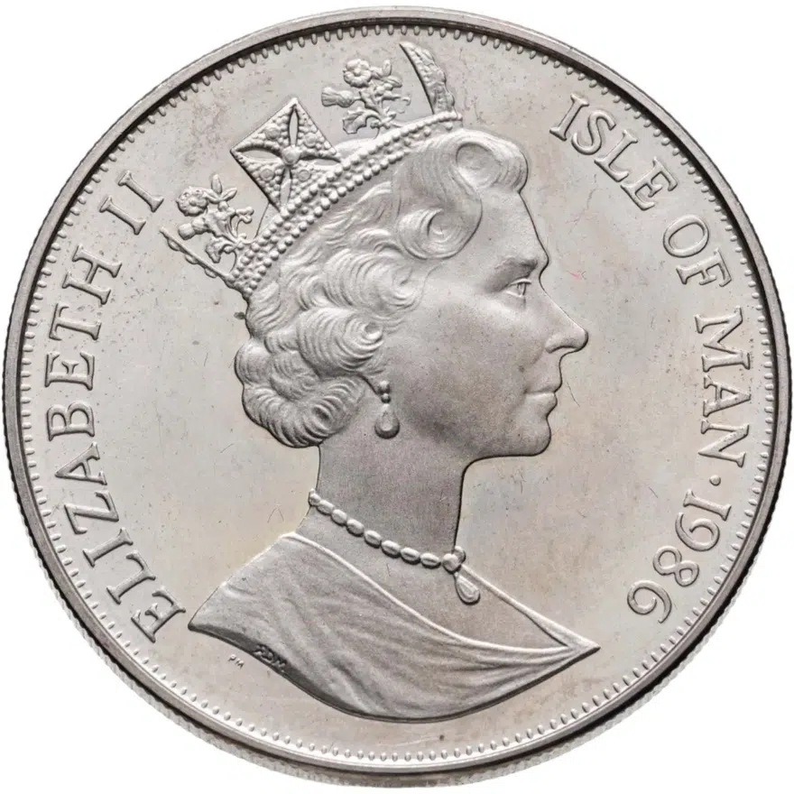 Остров Мэн 1 крона (crown) 1986  чемпионат мира по футболу 1986, Мексика - флаги, реверс