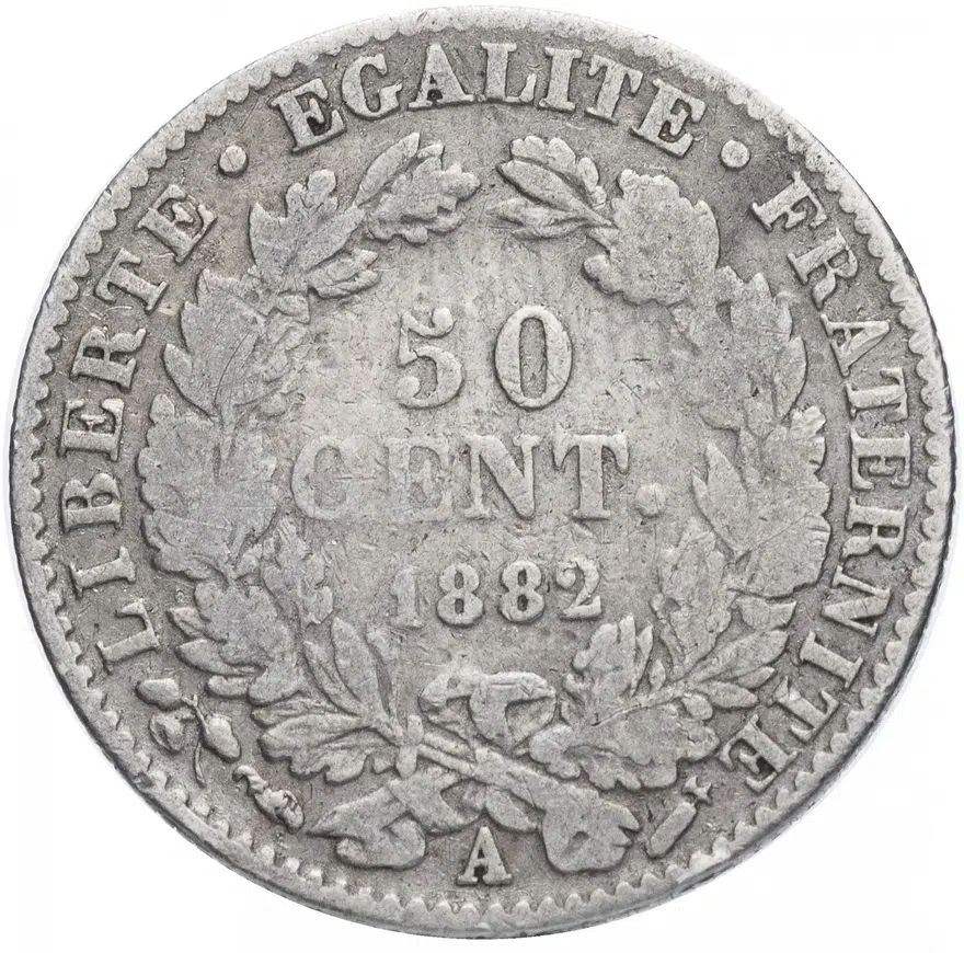 Франция 50 сантимов (centimes) 1882