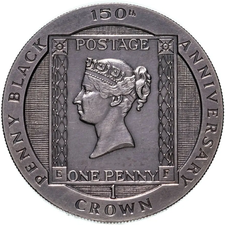 Остров Мэн 1 крона (crown) 1990  150 лет марке "Чёрный пенни", аверс