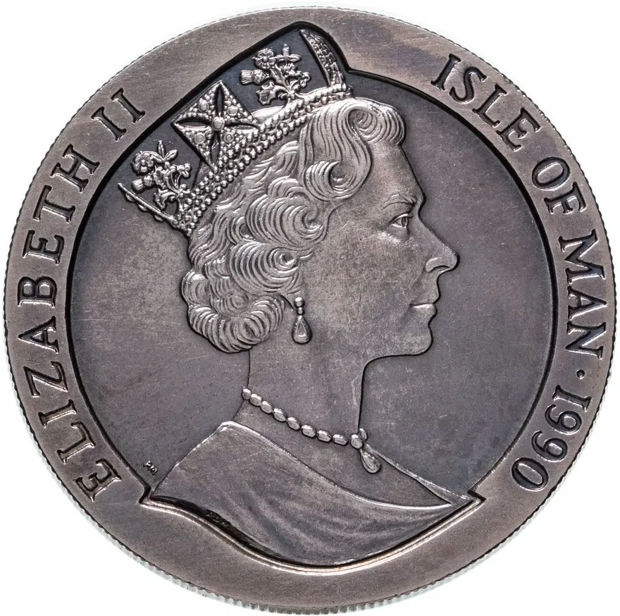 Остров Мэн 1 крона (crown) 1990  150 лет марке "Чёрный пенни", реверс