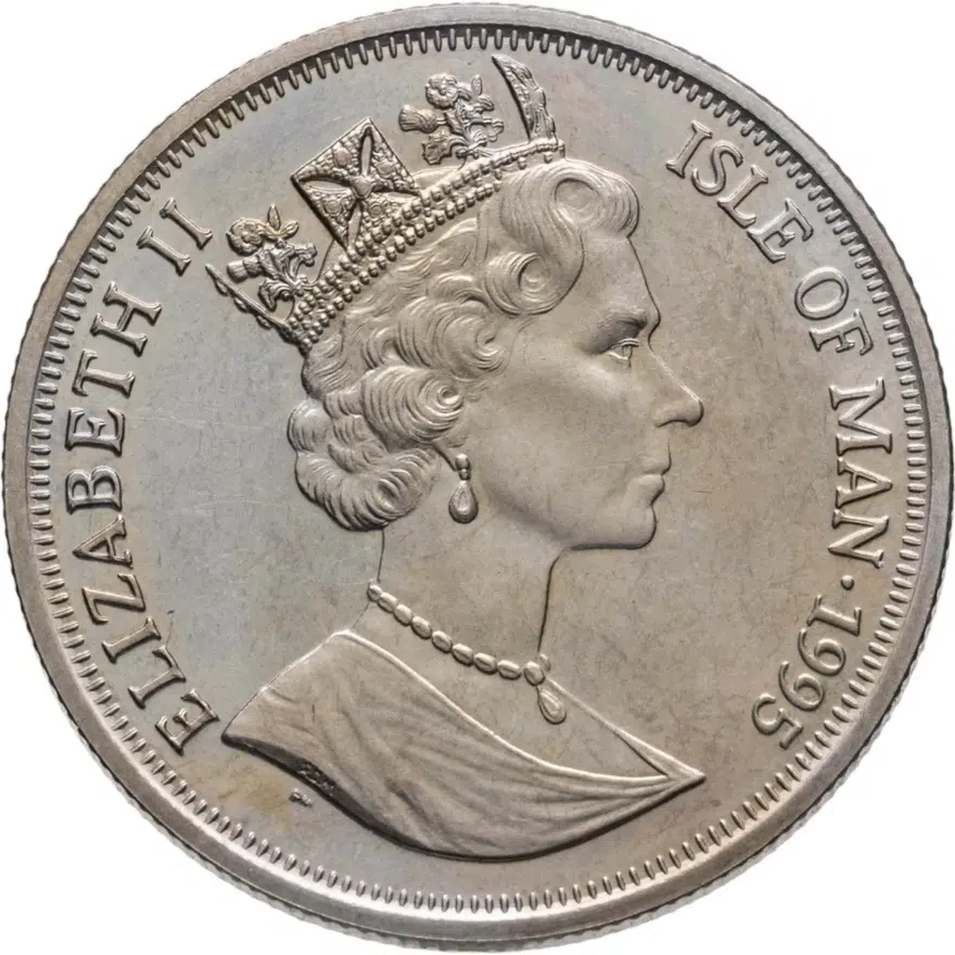 Остров Мэн 1 крона (crown) 1995  братья Райт - самолёт (1903) медно-никелевый сплав, реверс