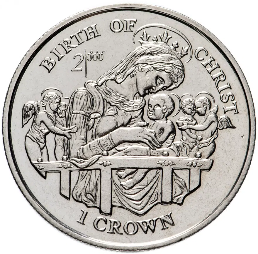Остров Мэн 1 крона (crown) 1997 "Рождение Христа", аверс