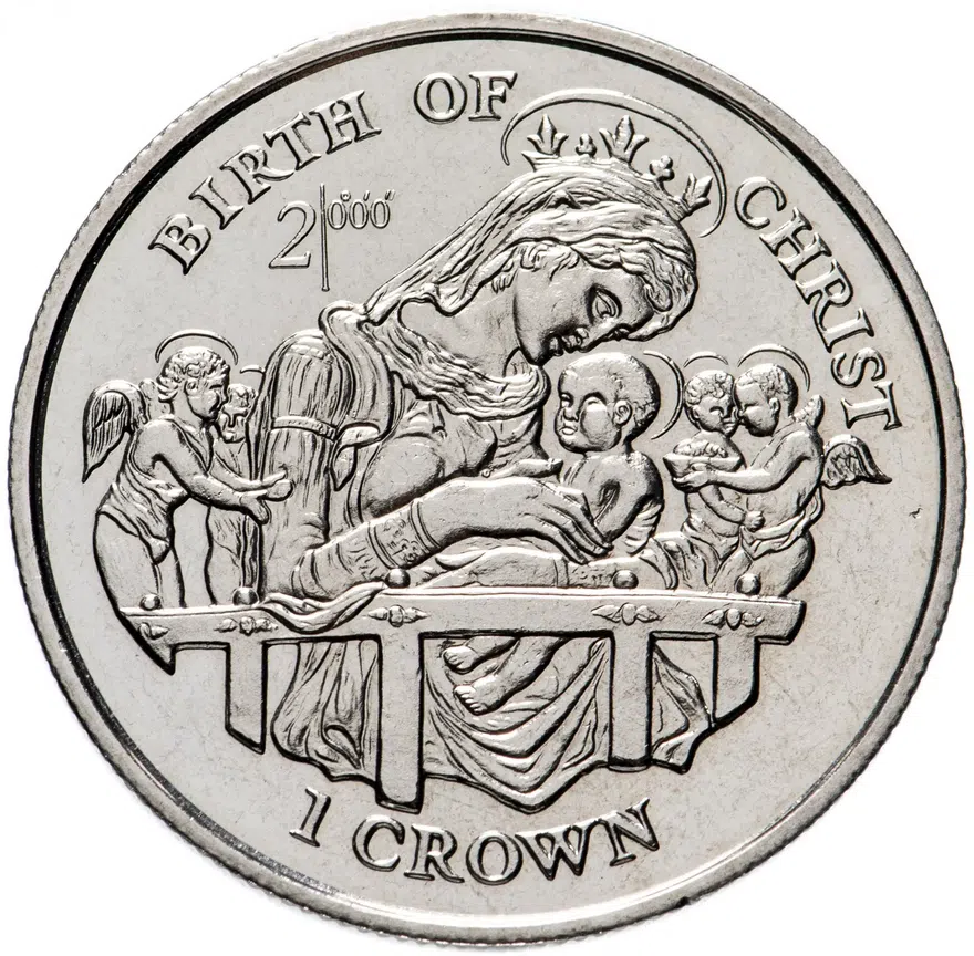 Остров Мэн 1 крона (crown) 1997 "Рождение Христа", реверс